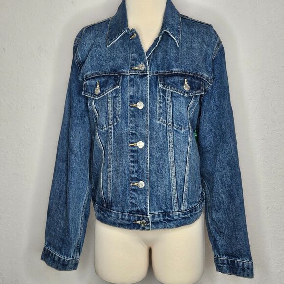 GAP Denim Jacket XL Blue Jean Trucker Classic Button Front NWT 100% Cotton - Picture 1 of 10